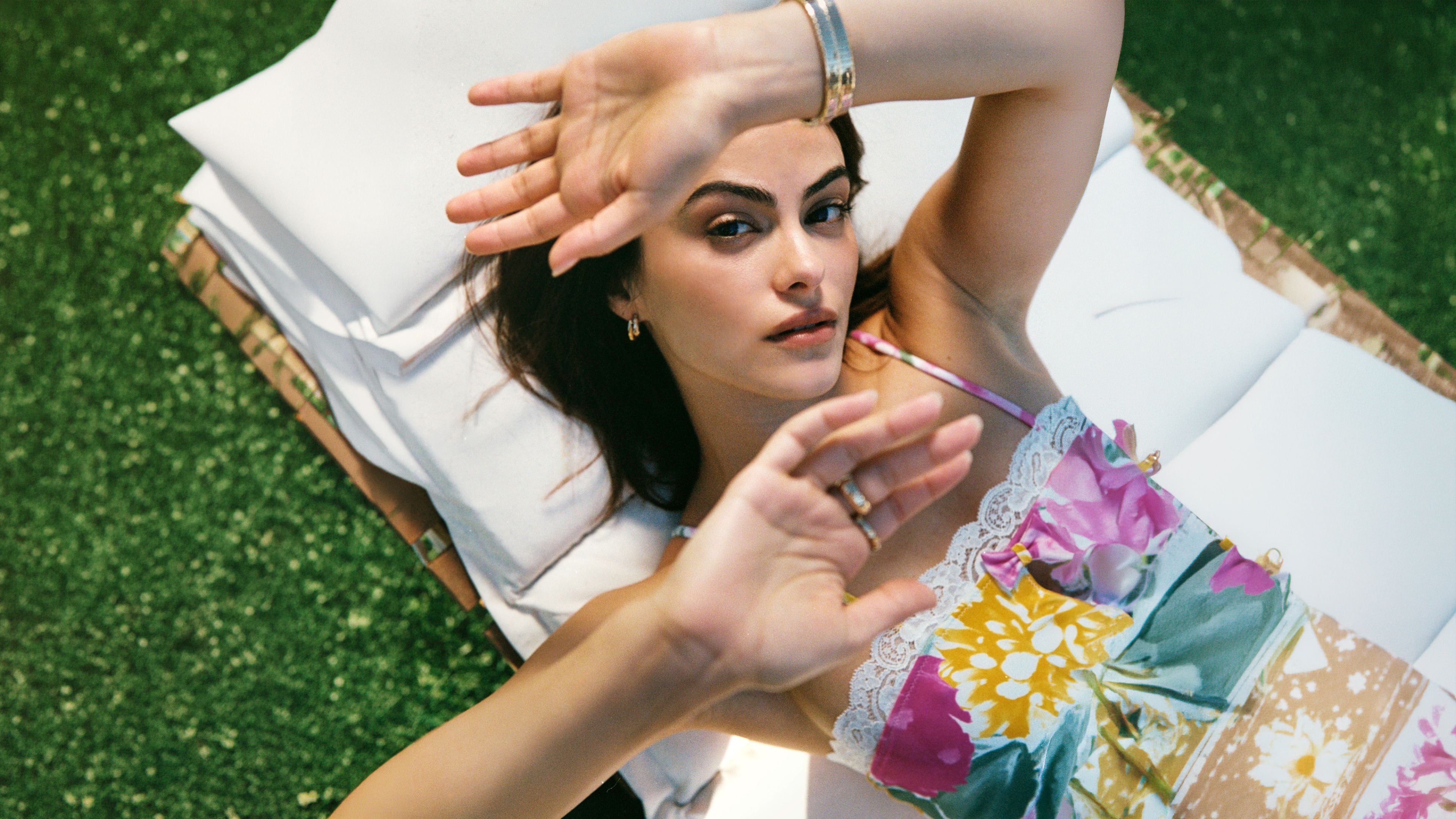 Camila Mendes Floral dress ultra HD 4K wallpaper