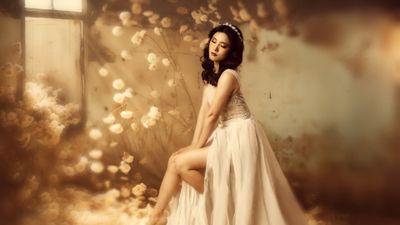 Halley Kim Golden yellow ultra HD 4K wallpaper