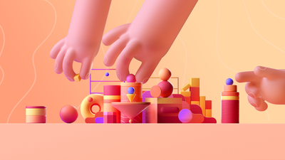 Giant hands Building blocks ultra HD 4K wallpaper