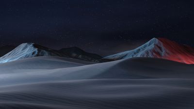 Snow mountains Starry sky ultra HD 4K wallpaper