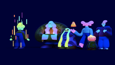 Neon glow Cute cartoon ultra HD 4K wallpaper