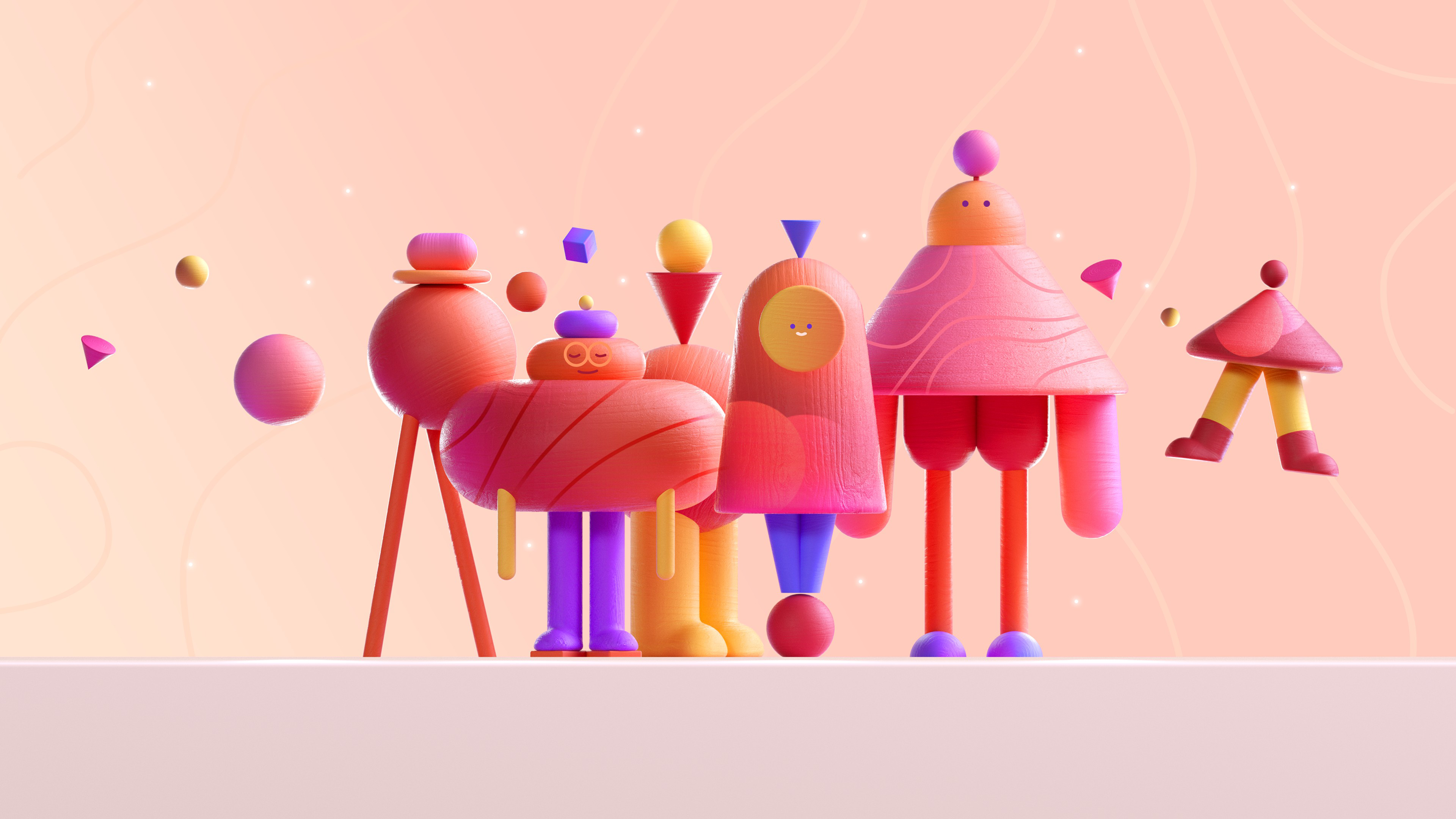 Geometric Characters ultra HD 4K wallpaper