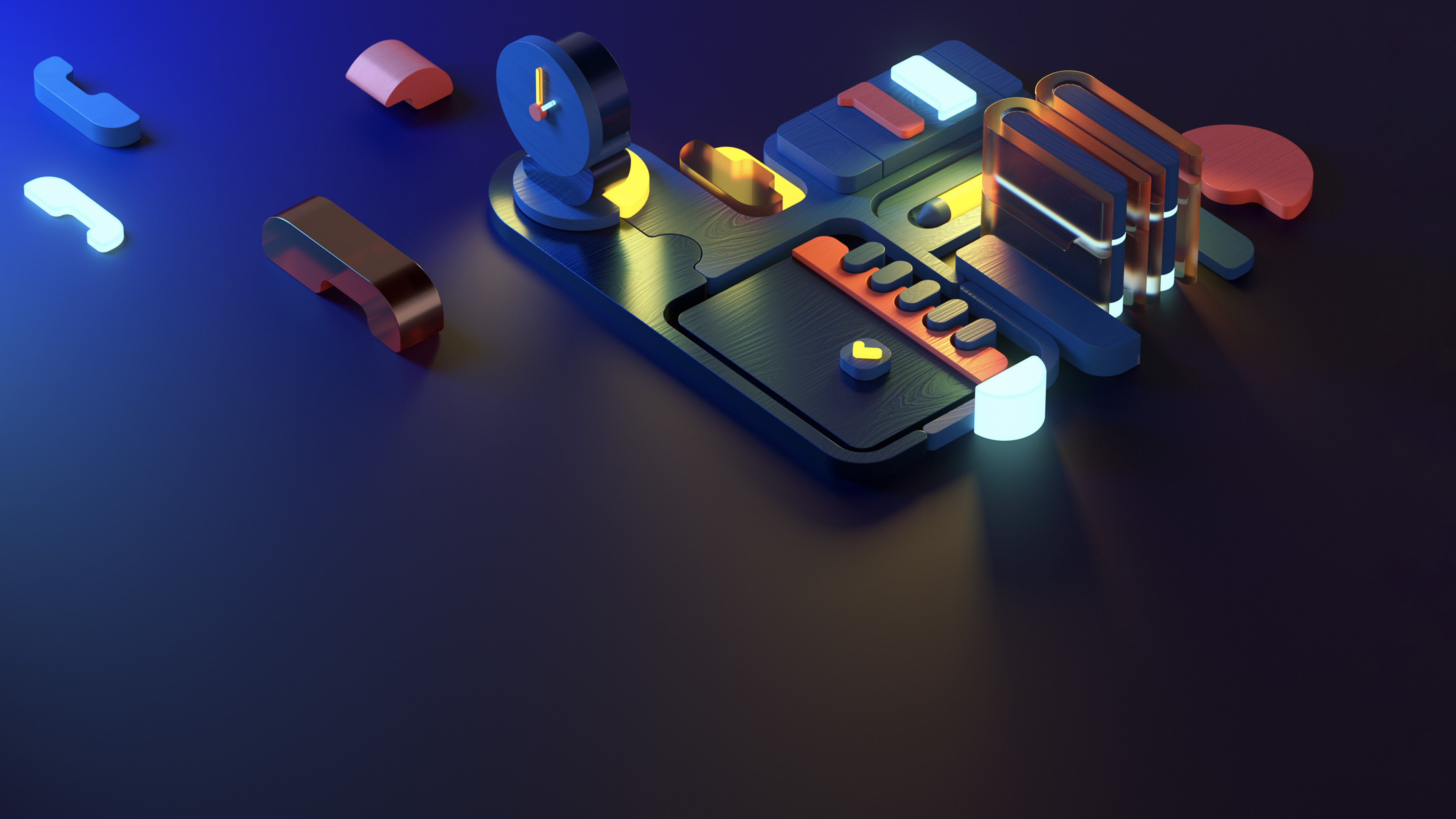 Isometric Icons ultra HD 4K wallpaper