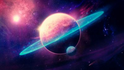 Ringed planet Cosmic ultra HD 4K wallpaper