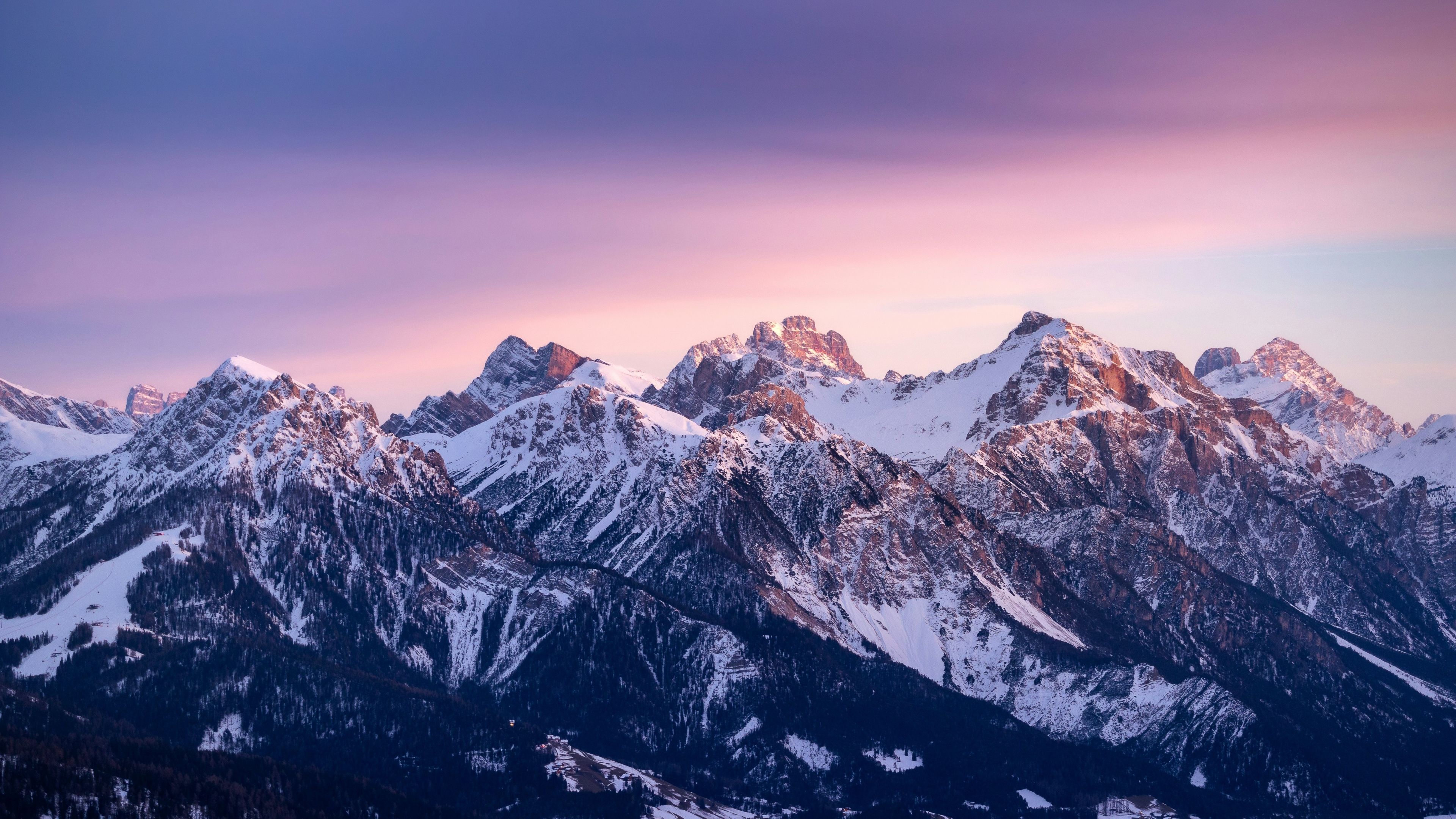 Snow mountains Gradient sky ultra HD 4K wallpaper
