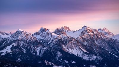 Snow mountains Gradient sky ultra HD 4K wallpaper