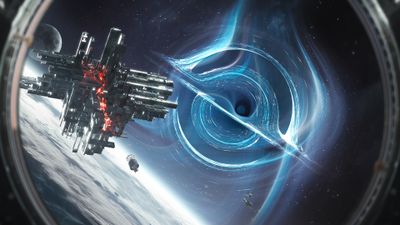 Space station Black hole ultra HD 4K wallpaper