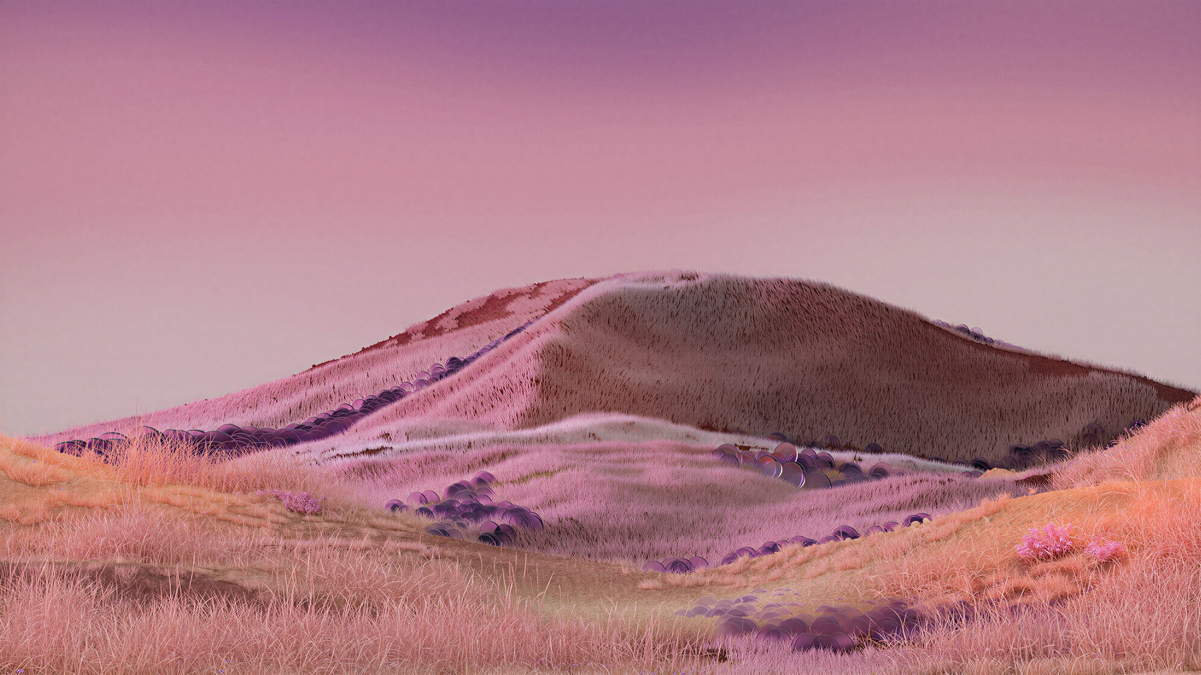 Rolling hills Pink aesthetic ultra HD 4K wallpaper