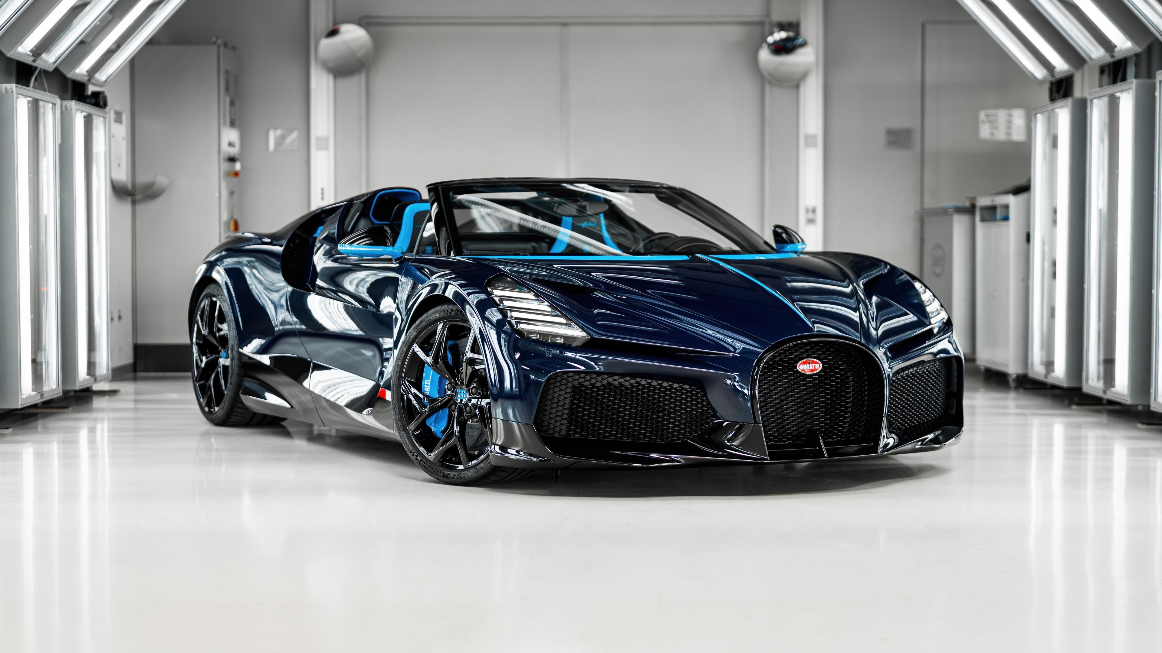 Bugatti W16 Mistral Blue and Black ultra HD 4K wallpaper