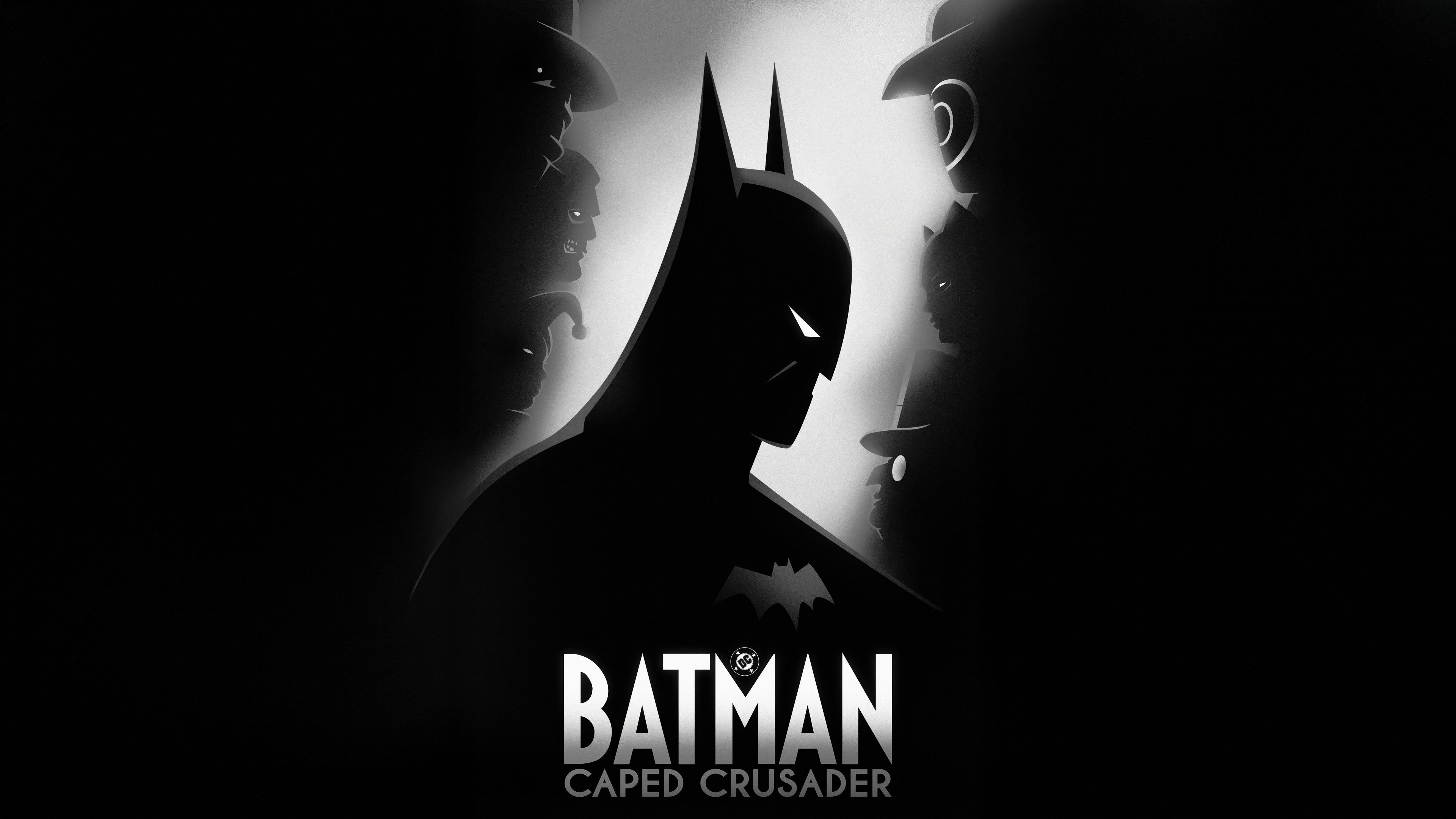 Batman: Caped Crusader Black and White ultra HD 4K wallpaper