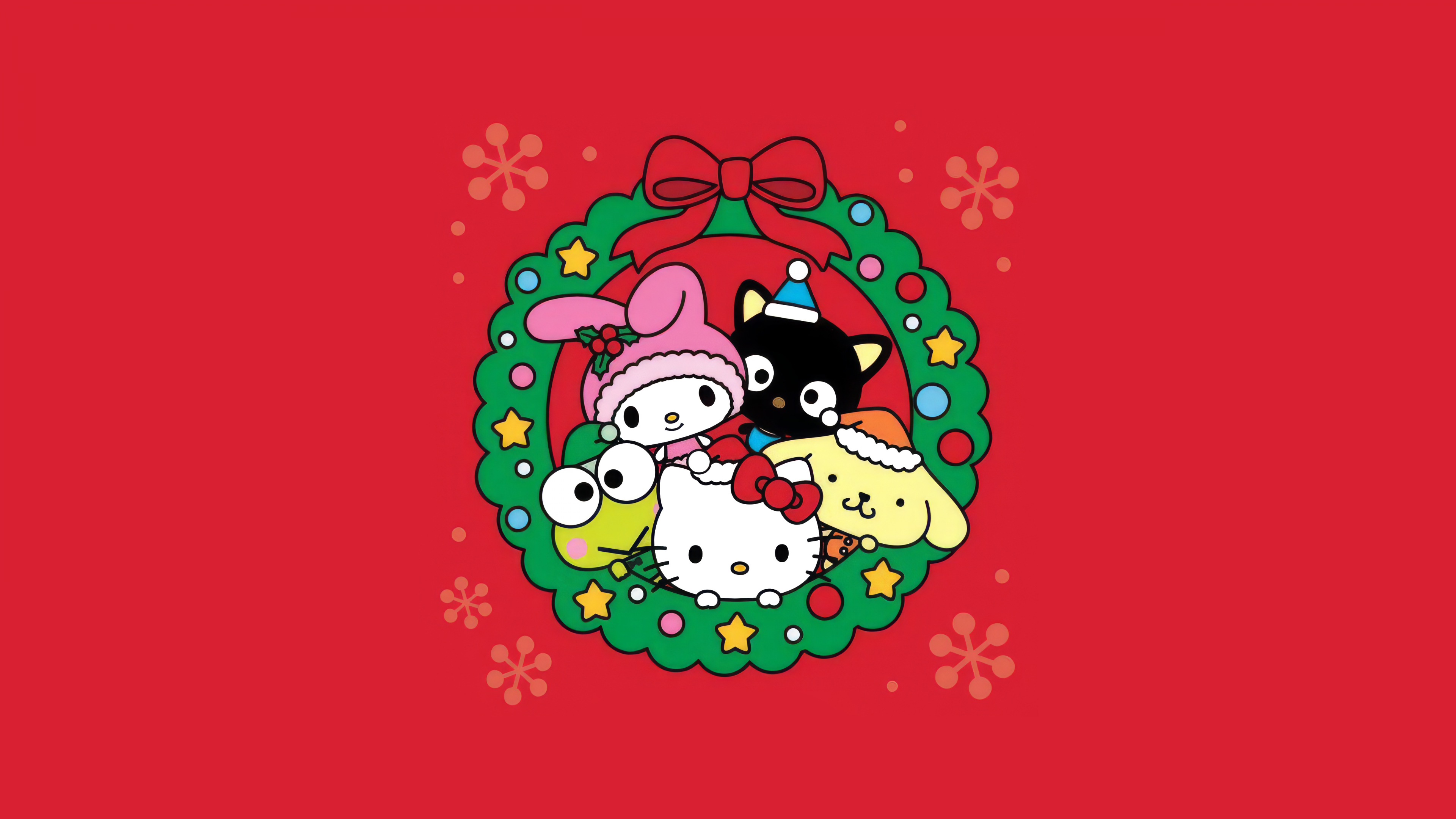 Hello Kitty and Friends Christmas decoration ultra HD 4K wallpaper