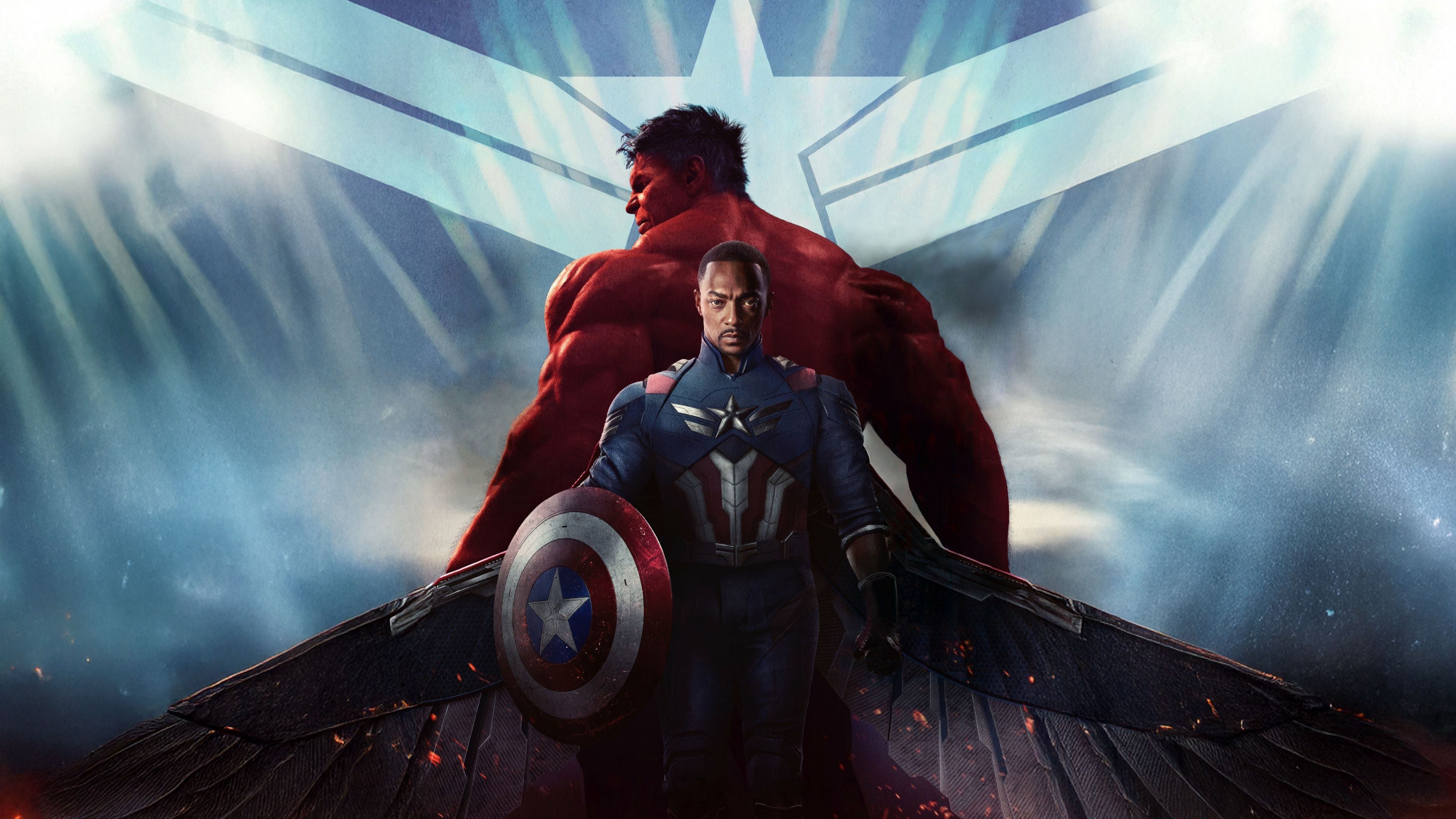Red Hulk vs Sam Wilson ultra HD 4K wallpaper
