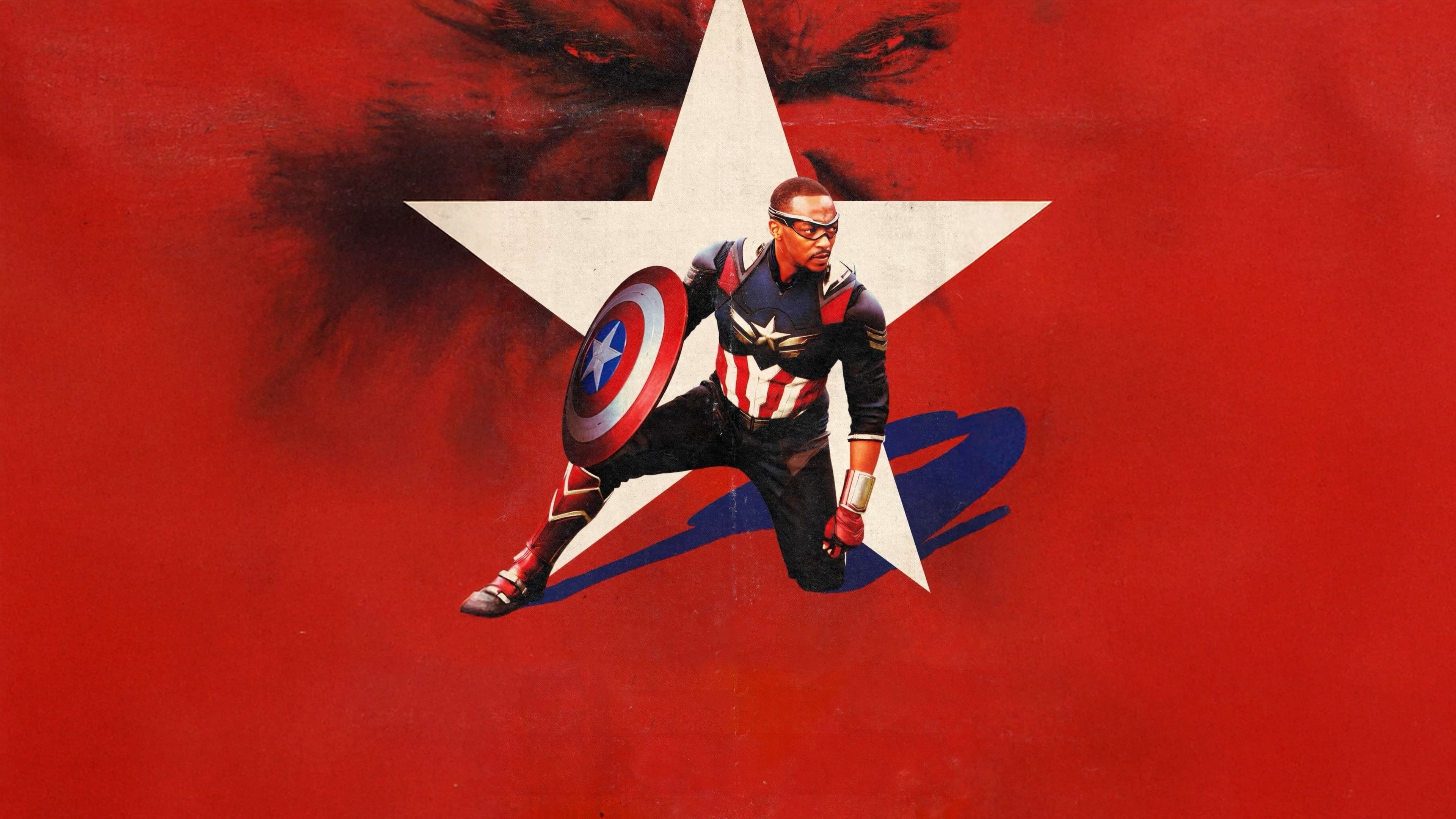 Captain America: Brave New World Red background ultra HD 4K wallpaper