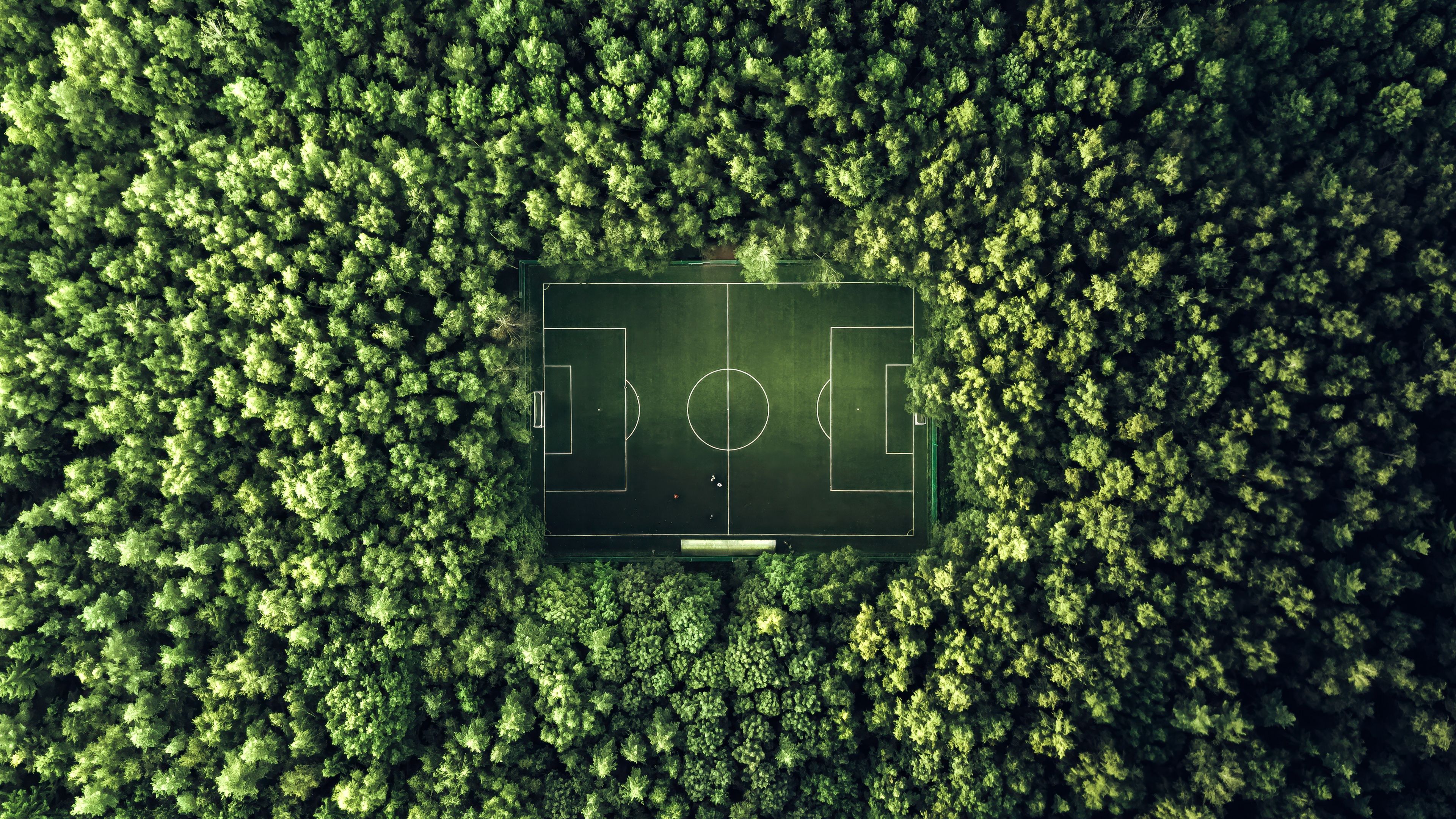 Soccer field Aerial view ultra HD 4K wallpaper