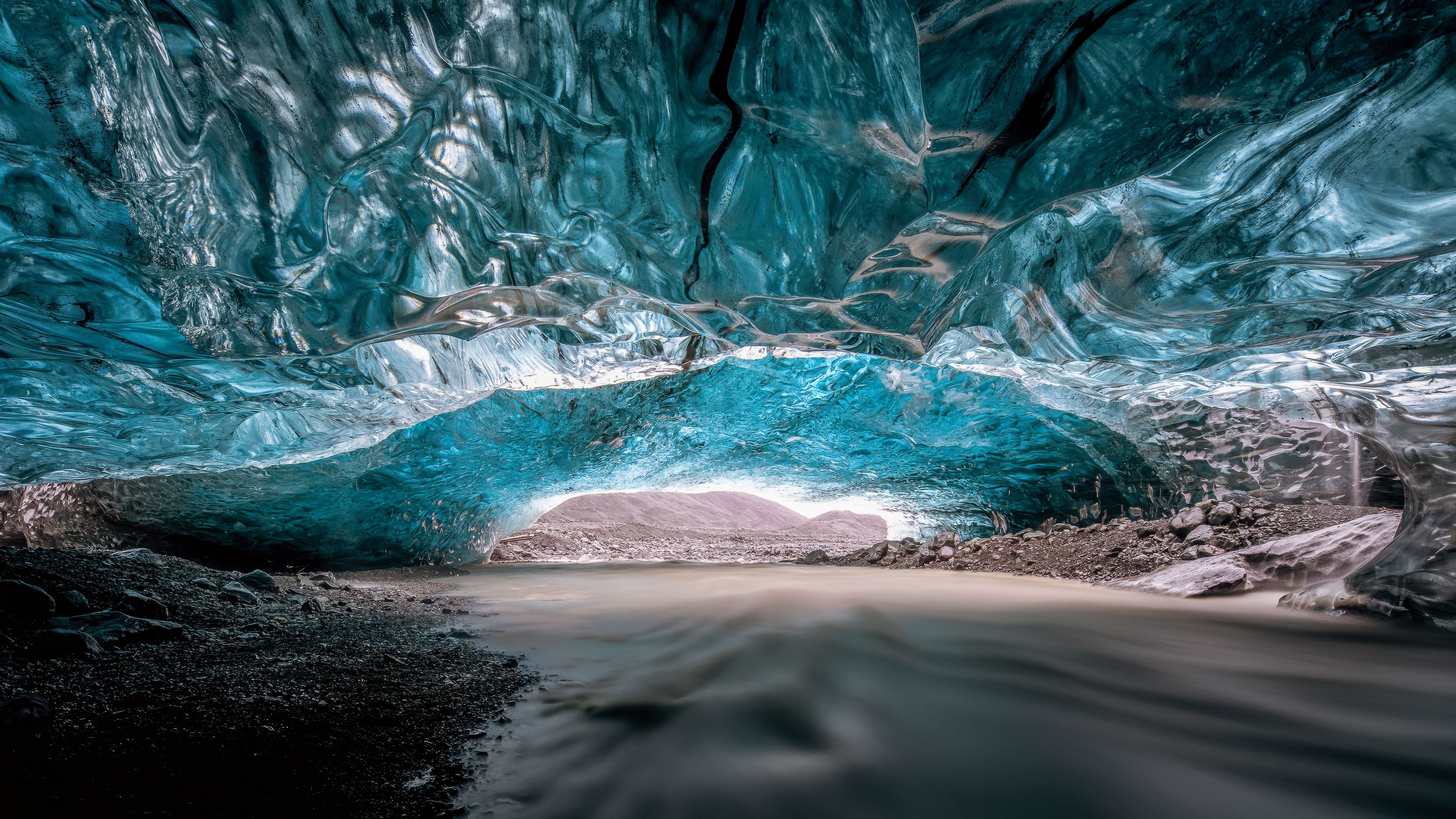 Ice Cave Heading North ultra HD 4K wallpaper