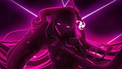 Raiden Shogun Neon art ultra HD 4K wallpaper