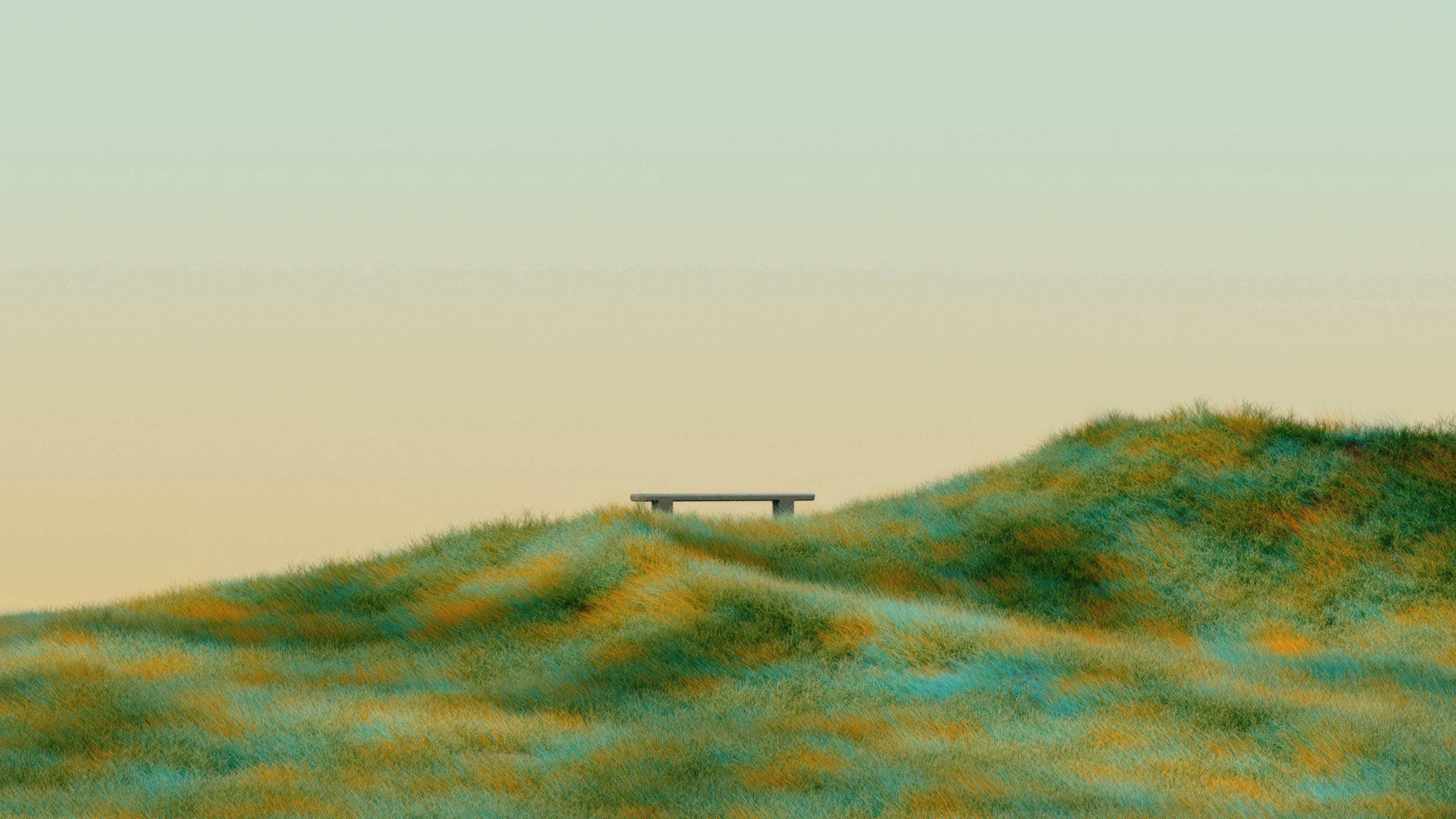Green landscape Bench ultra HD 4K wallpaper