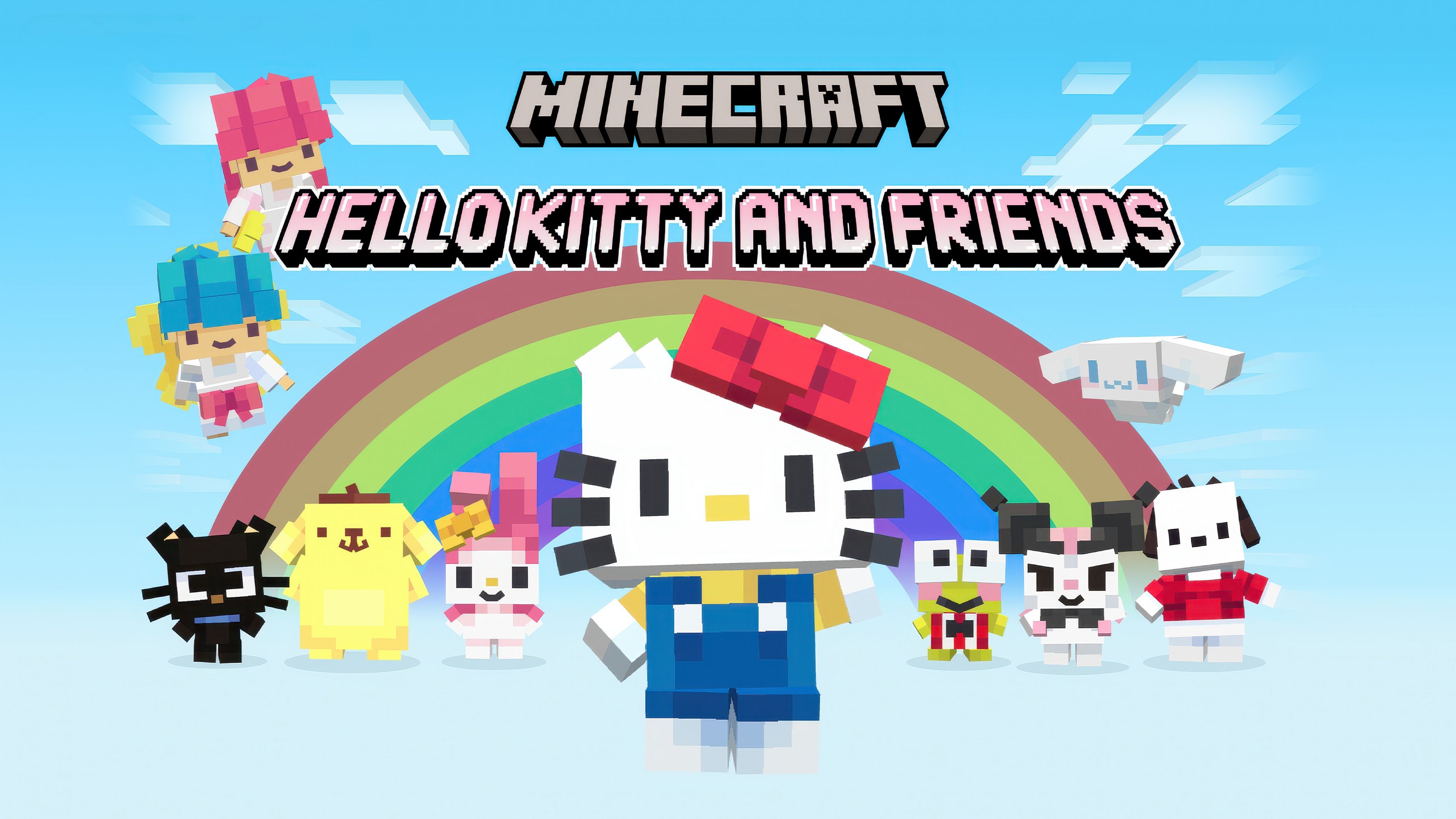 Minecraft Hello Kitty and Friends ultra HD 4K wallpaper
