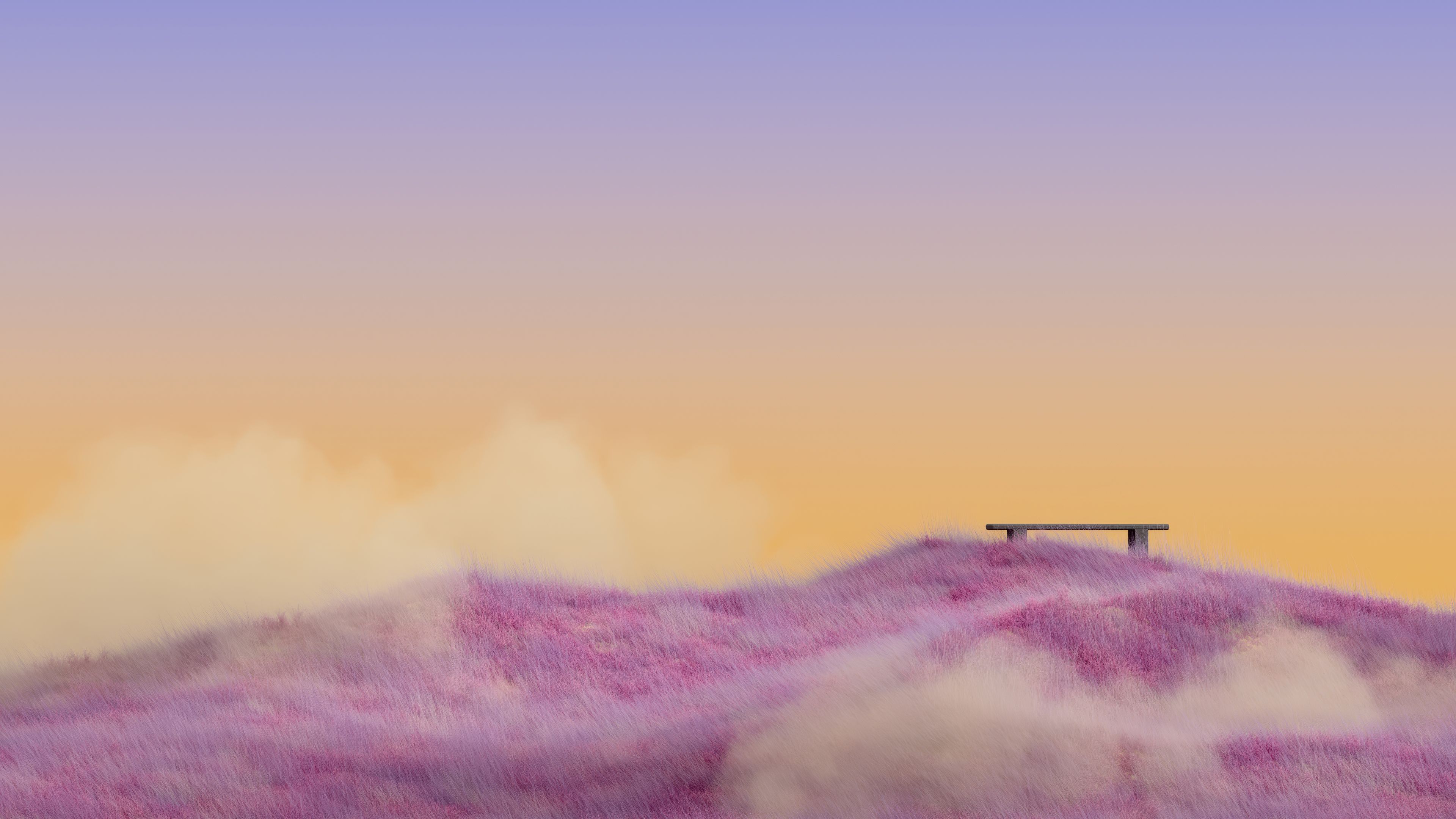 Pink grass Landscape ultra HD 4K wallpaper