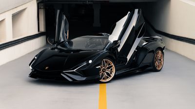 Black Lamborghini Sián Roadster ultra HD 4K wallpaper