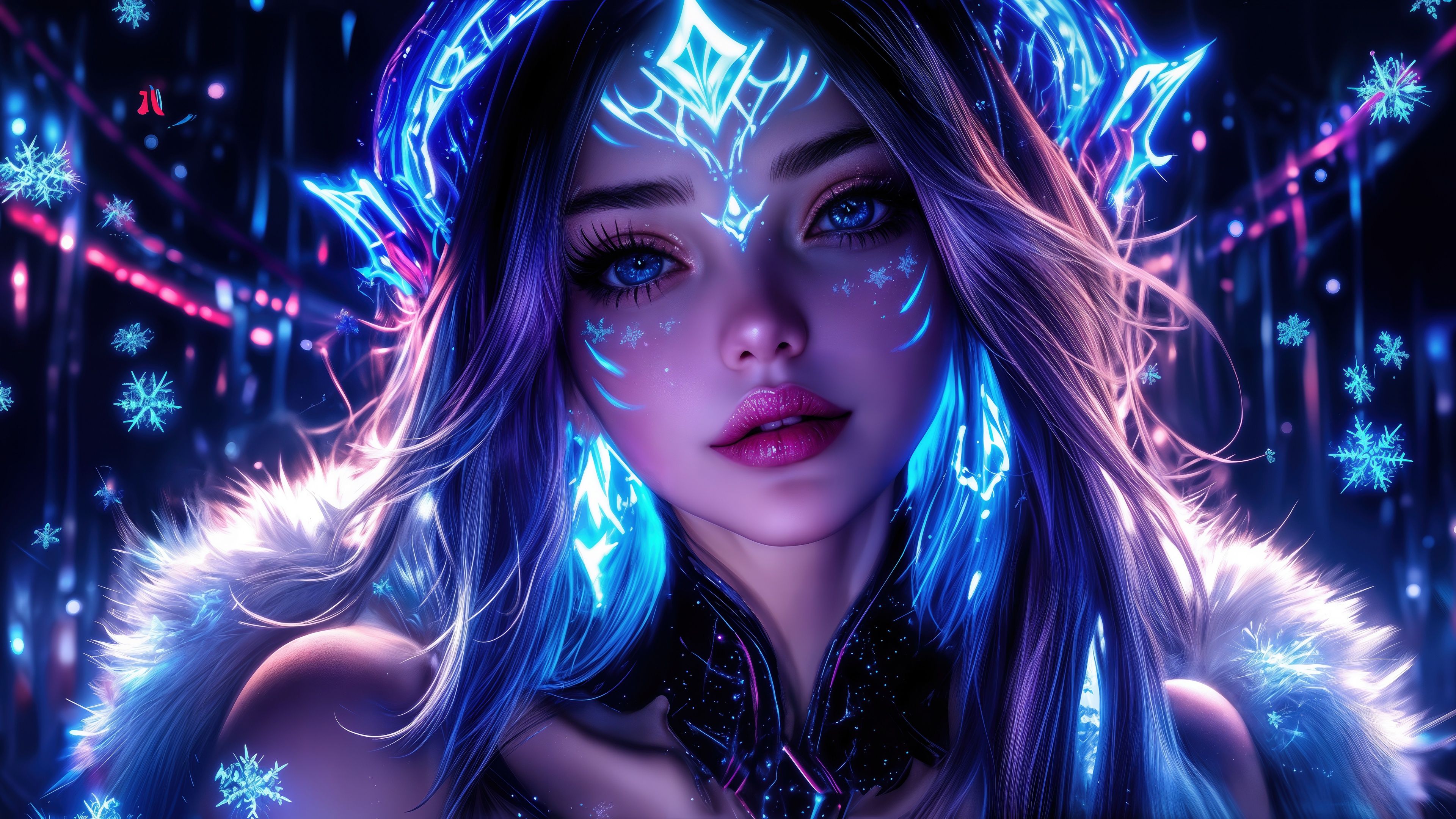 Dream girl Neon art ultra HD 4K wallpaper