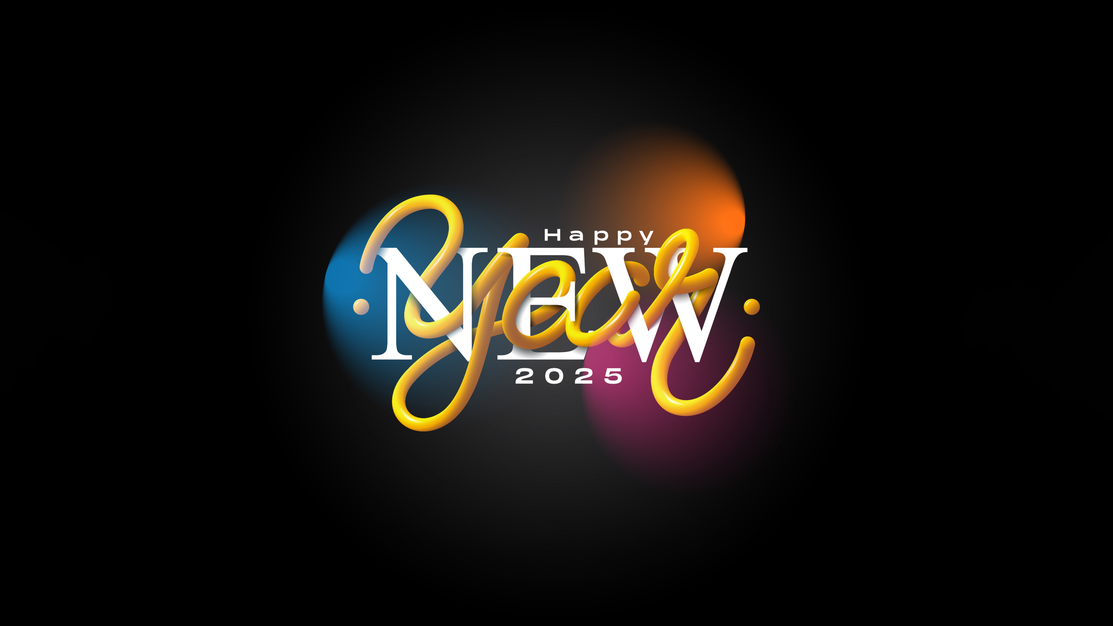 Happy New Year 2025 Dark background ultra HD 4K wallpaper
