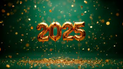 2025 New Year Foil balloons ultra HD 4K wallpaper