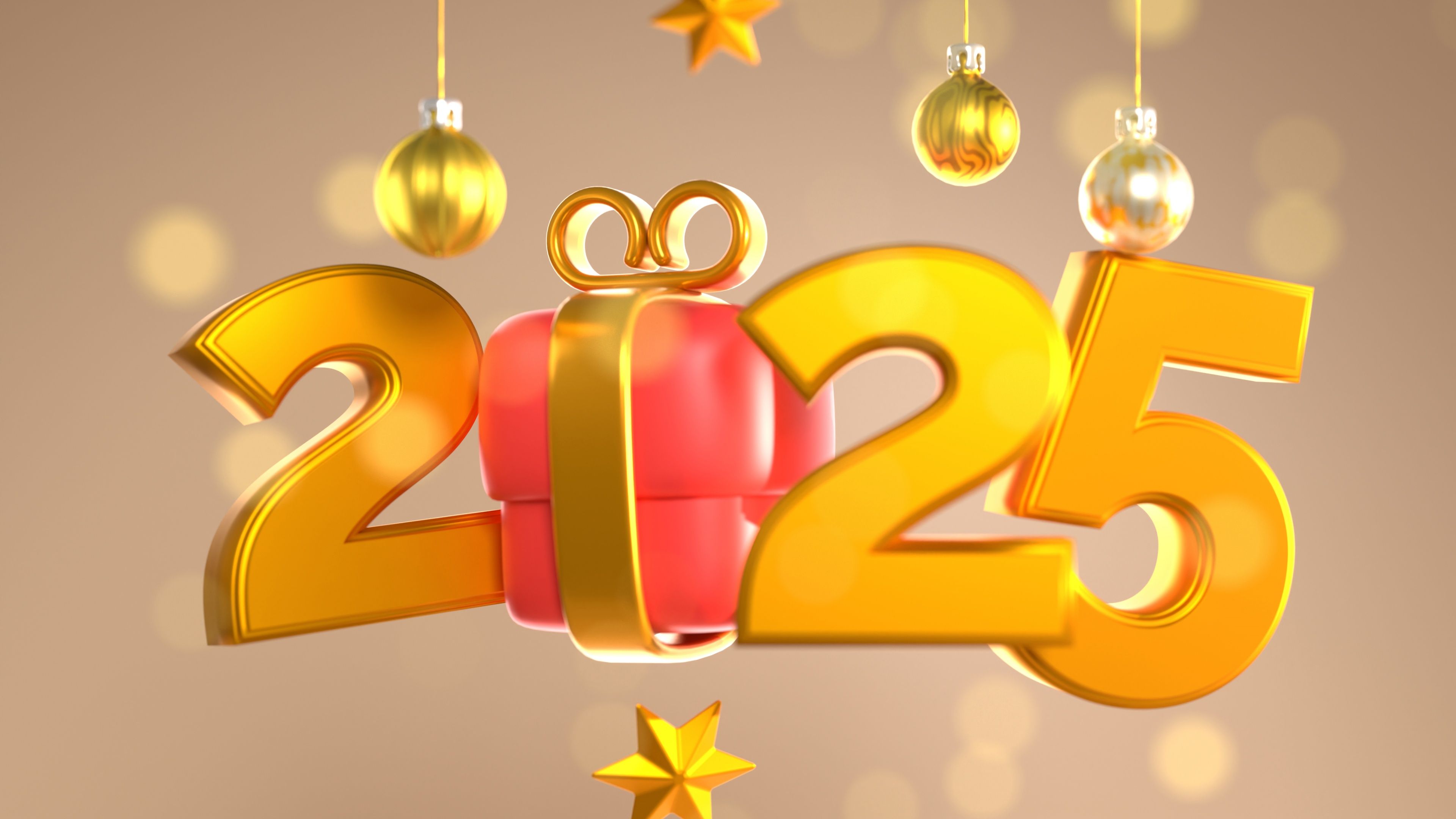 2025 New Year Typography ultra HD 4K wallpaper