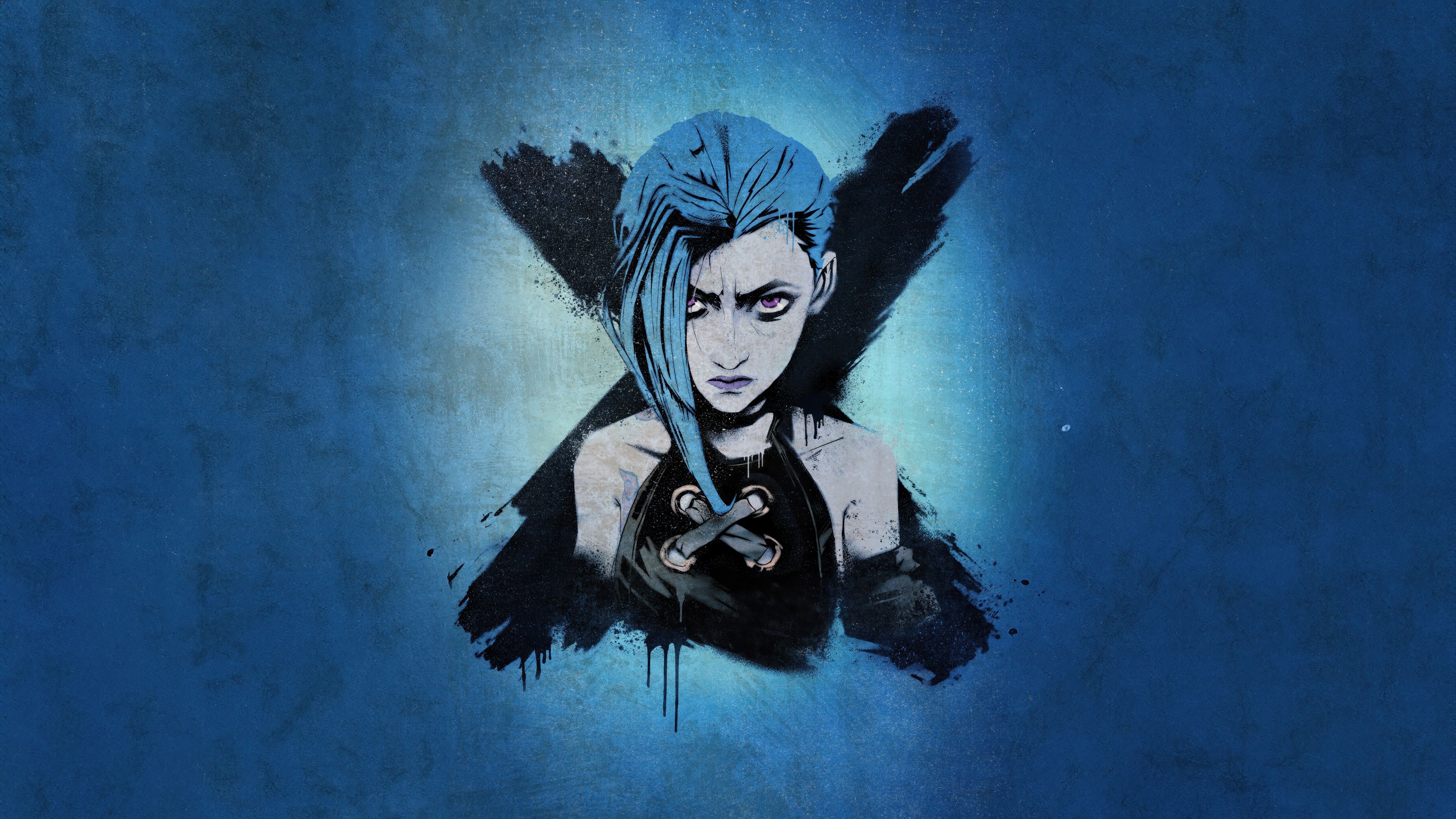 Jinx Blue aesthetic ultra HD 4K wallpaper