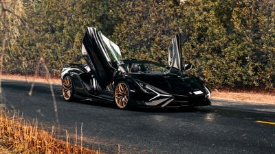 Lamborghini Sián Roadster Black cars ultra HD 4K wallpaper
