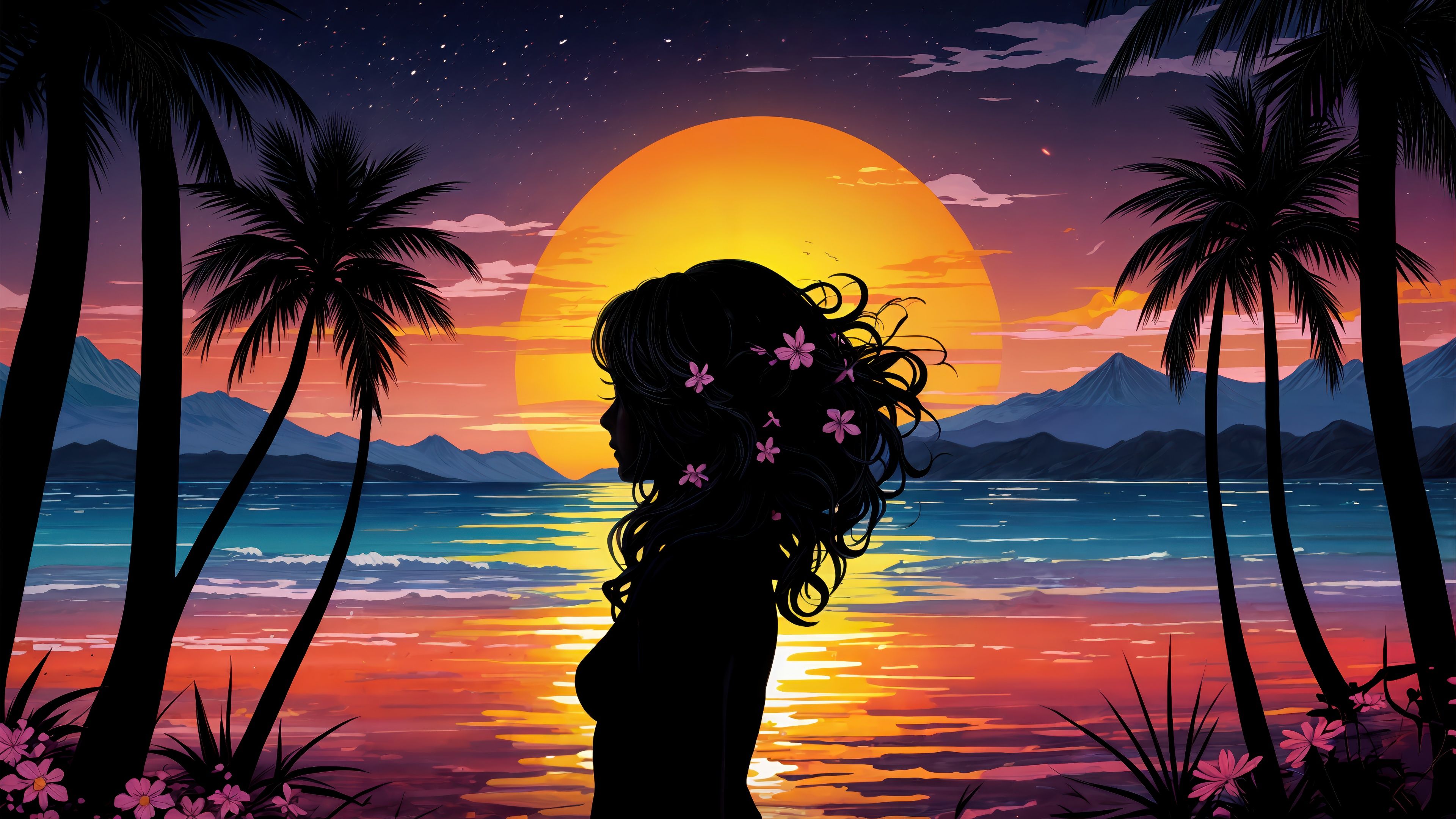 Woman Silhouette ultra HD 4K wallpaper