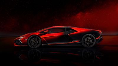 Lamborghini Revuelto Opera Unica Red background ultra HD 4K wallpaper