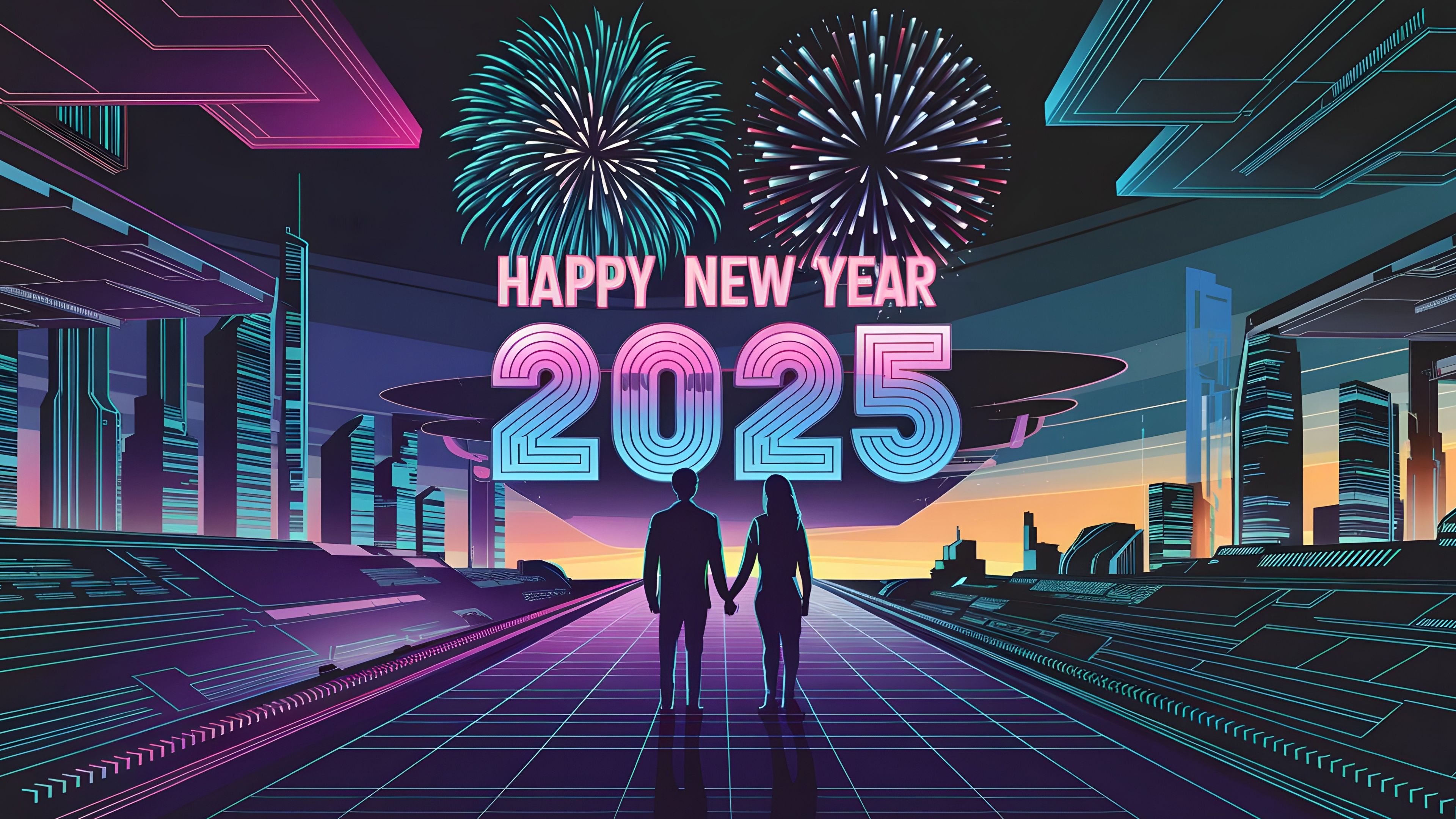 Happy New Year 2025 Couple ultra HD 4K wallpaper