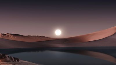 Windows 11 Desert Moon Scenery Digital Art 4K Wallpaper