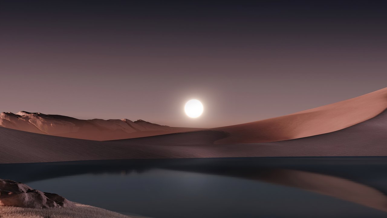 Windows 11 Desert Moon Scenery Digital Art 4K Wallpaper