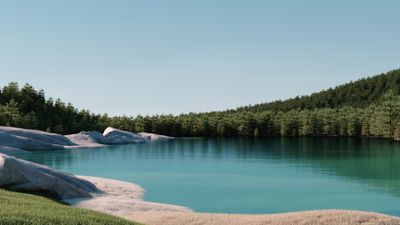 Windows 11 Forest Lake Scenery Digital Art 4K Wallpaper