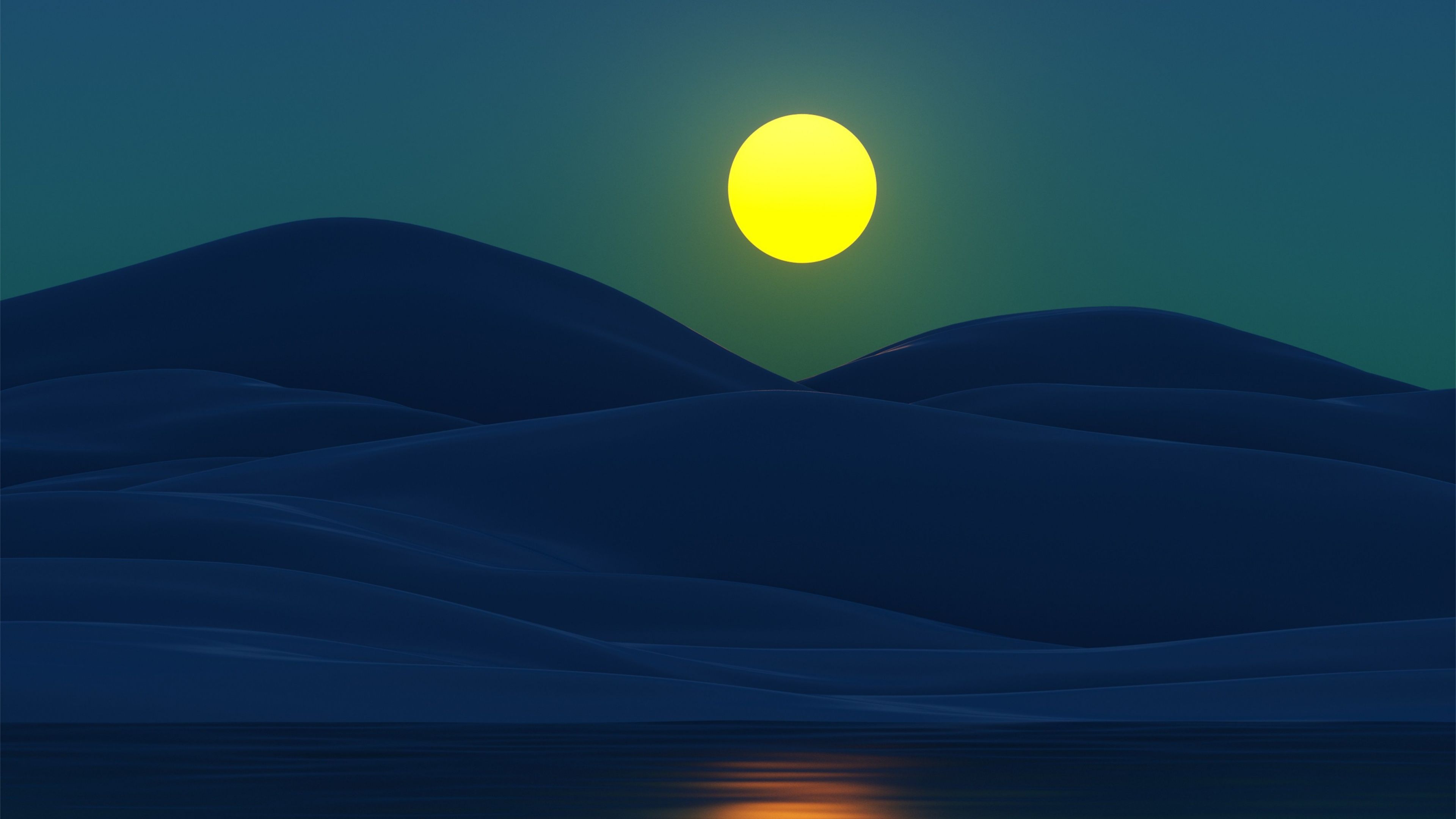 Moonlight Lake Scenery Digital Art 4K Wallpaper