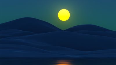 Moonlight Lake Scenery Digital Art 4K Wallpaper