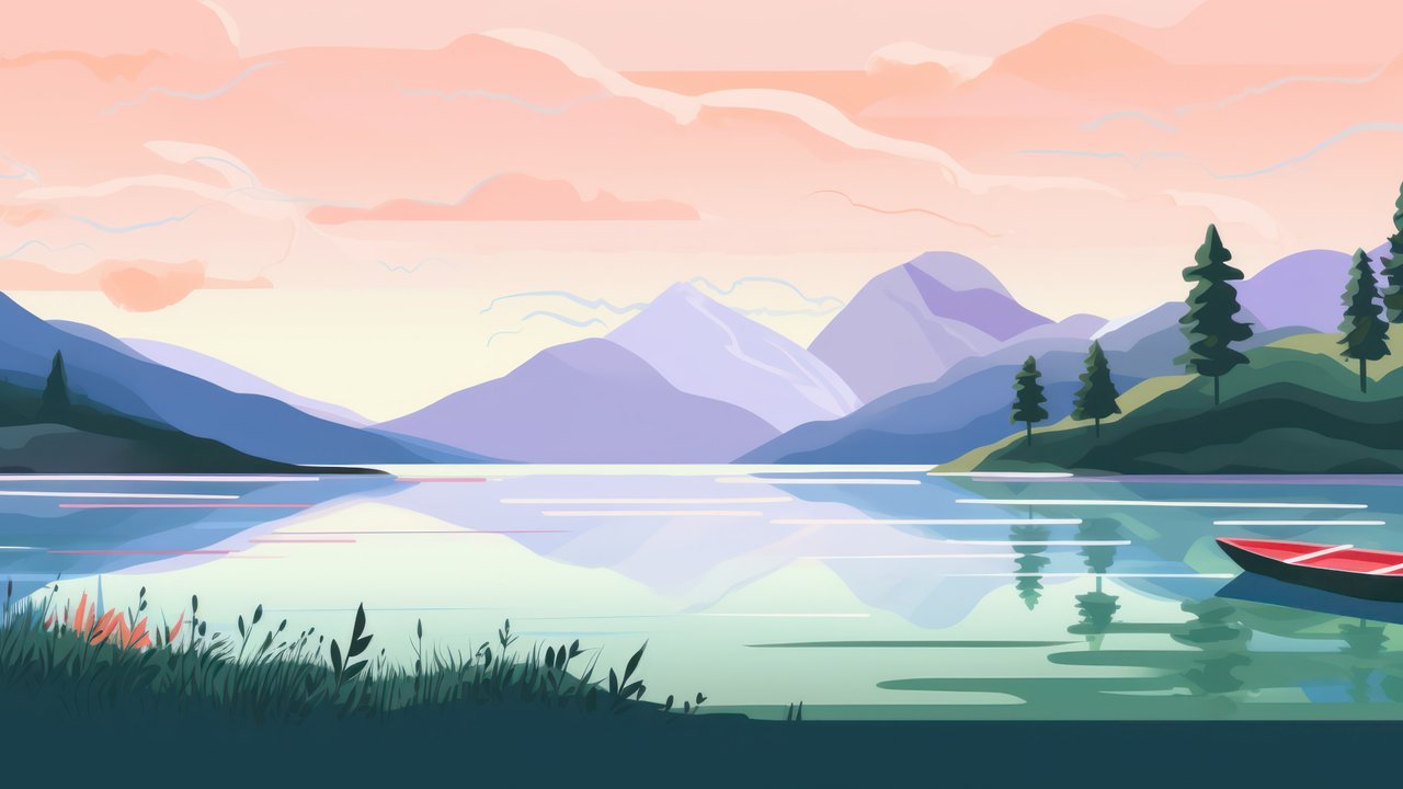 Summer Lake Illustration 4K Wallpaper
