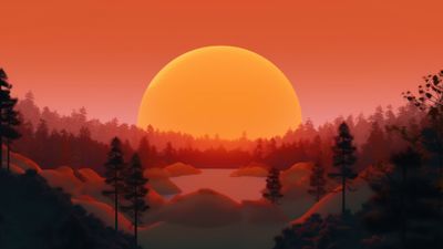 Sunset Forest Scenery 4K Wallpaper