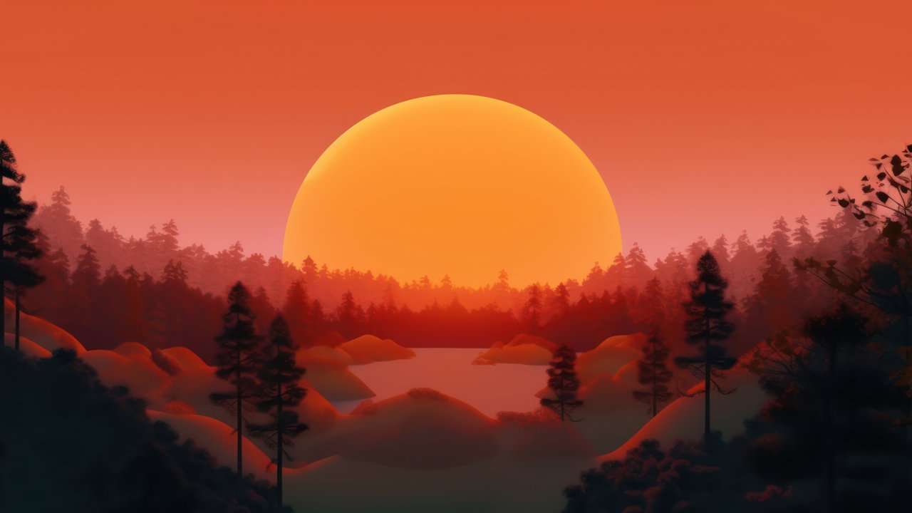 Sunset Forest Scenery 4K Wallpaper