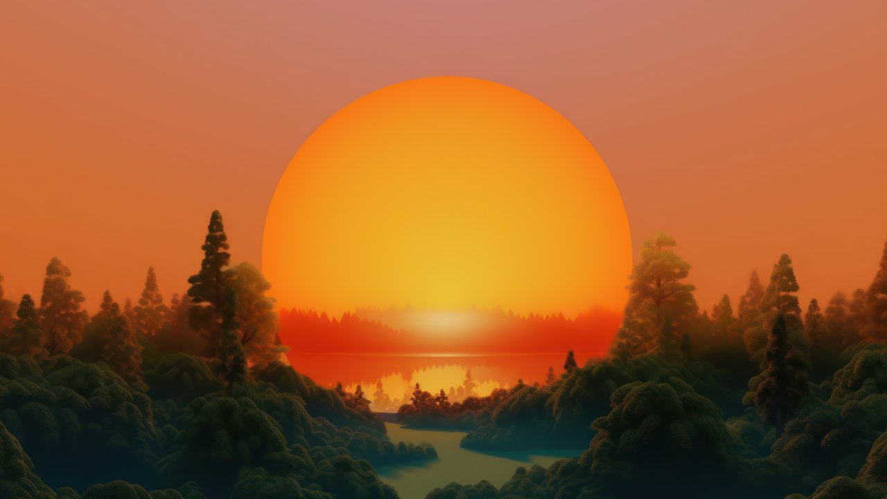 Sunset Over a Lake Scenery 4K Wallpaper