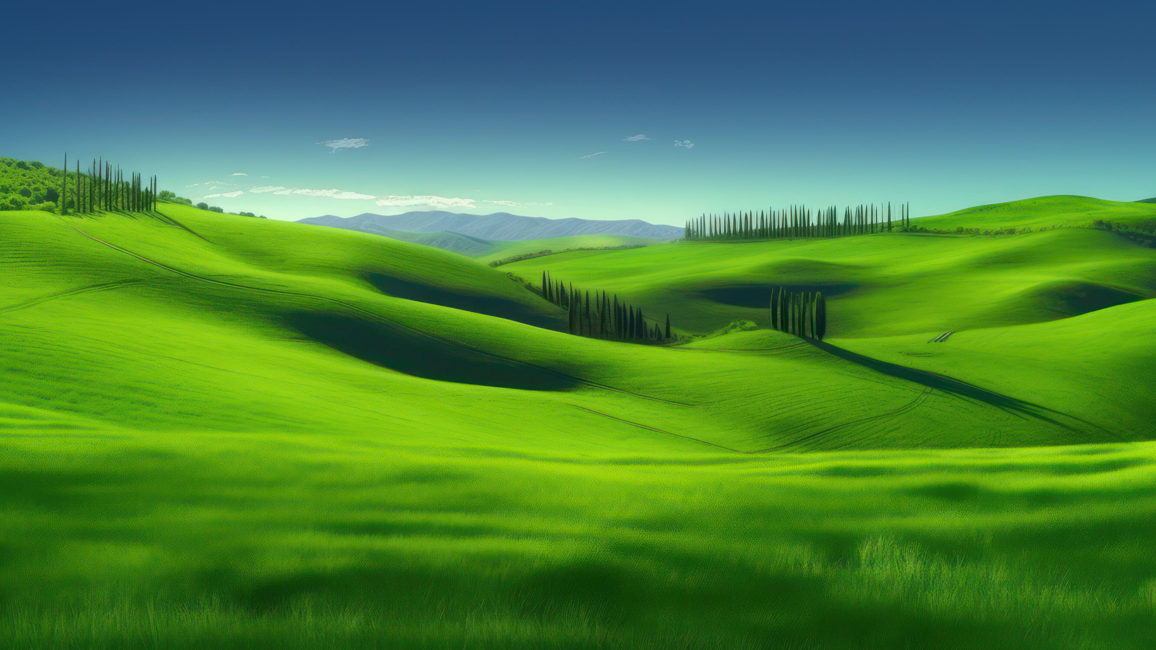 Green Meadows Scenery 4K Wallpaper