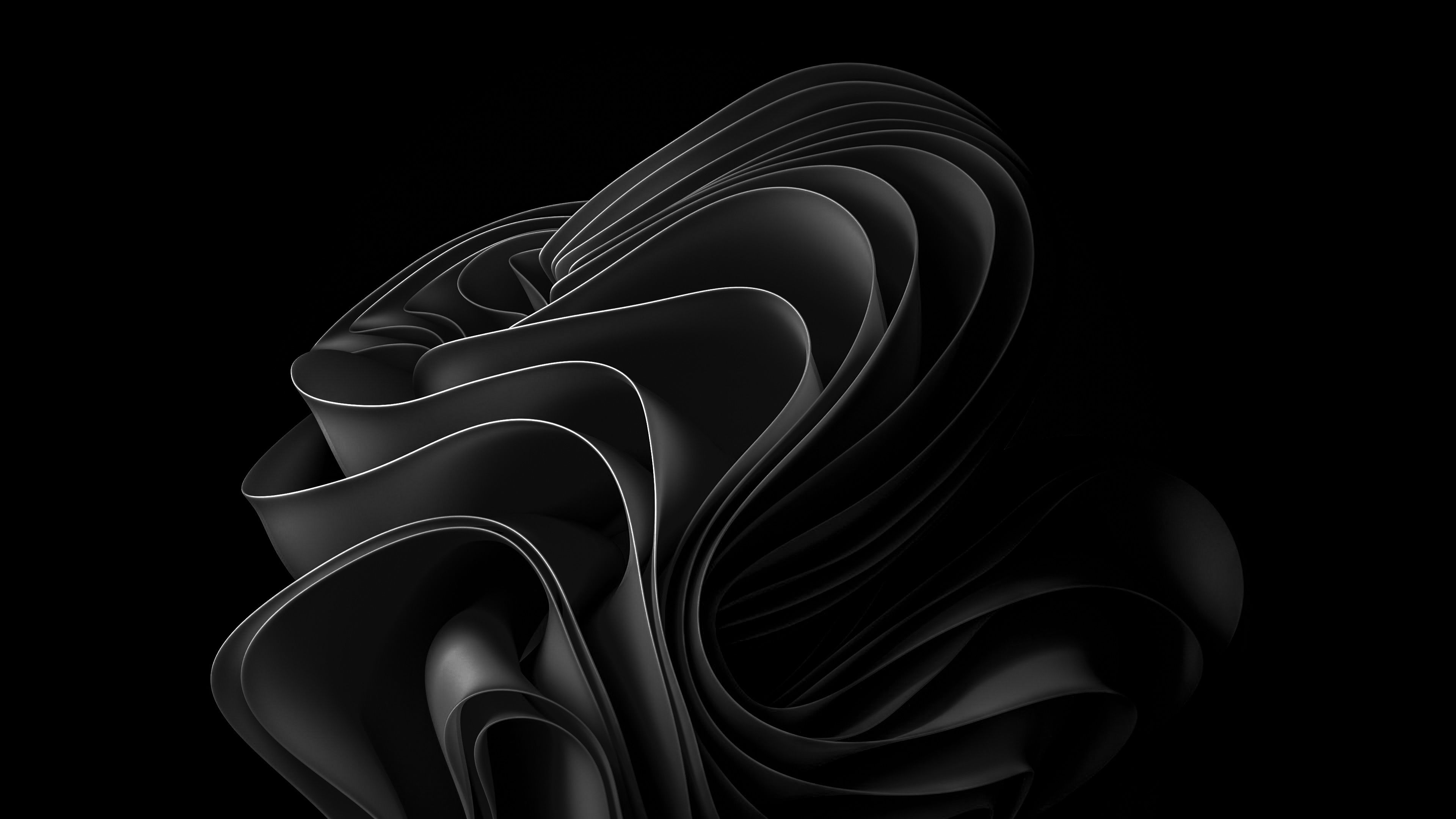Windows 11 Black Abstract Bloom 4K Wallpaper