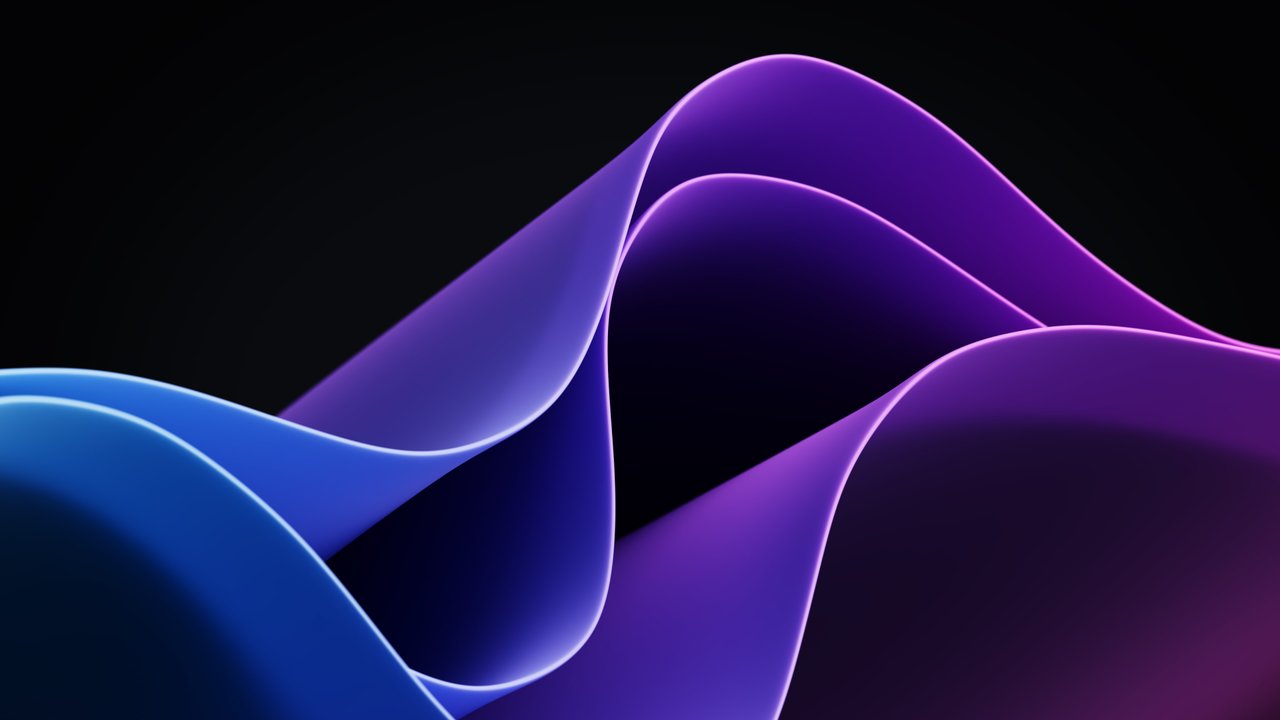 Windows 11 Dark Purple Abstract Waves 4K Wallpaper