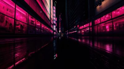 Tokyo Street Photography Pink Neon Lights 4K Wallpaper