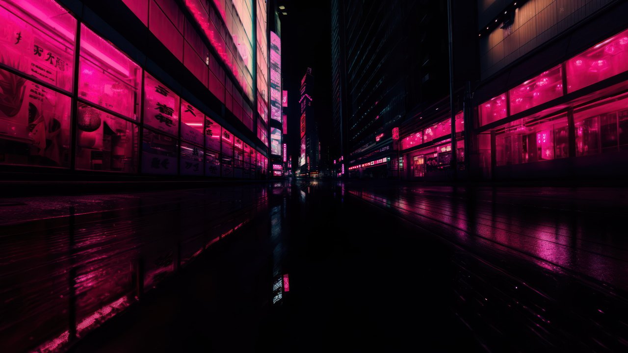 Tokyo Street Photography Pink Neon Lights 4K Wallpaper