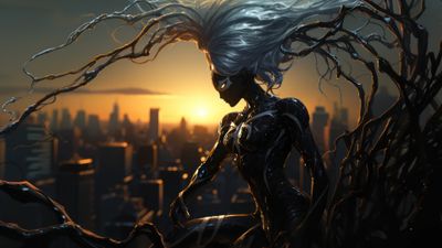 Elsa as Spider-Venom 4K Wallpaper