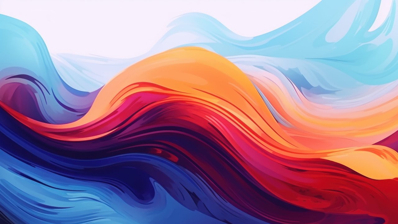 Abstract Orange Blue Waves Splash Illustration 4K Wallpaper