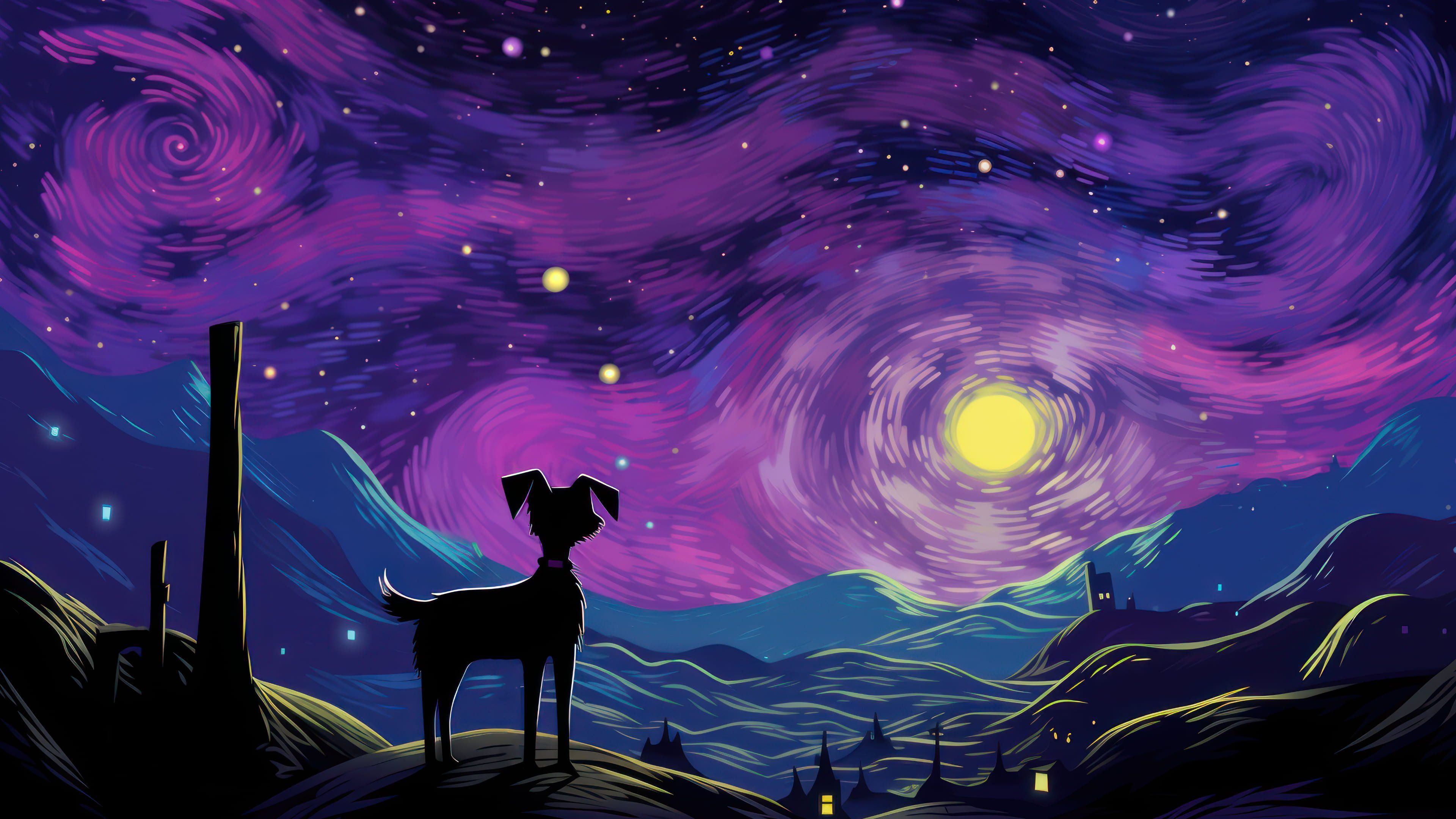 Aesthetic Starry Sky Illustration 4K Wallpaper